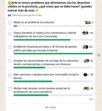 Encuesta en redes sobre medidas a tomar conrespecto a la recogida de basura.