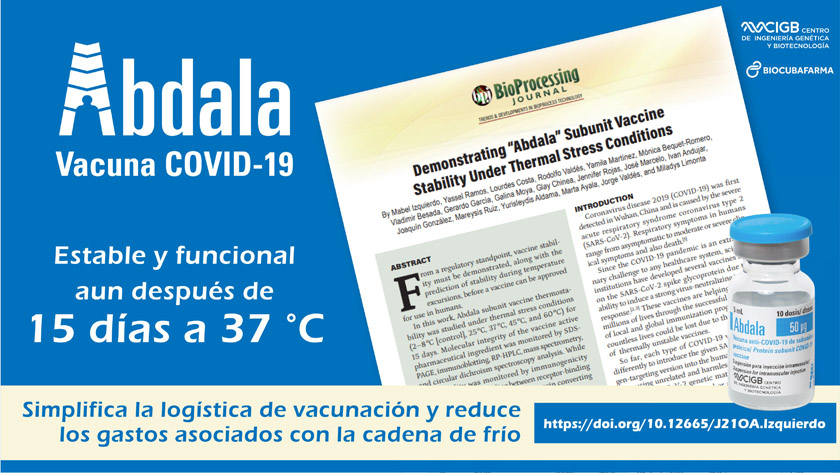 Vacuna cubana Abdala estable y funcional tras 15 días a 37 °C