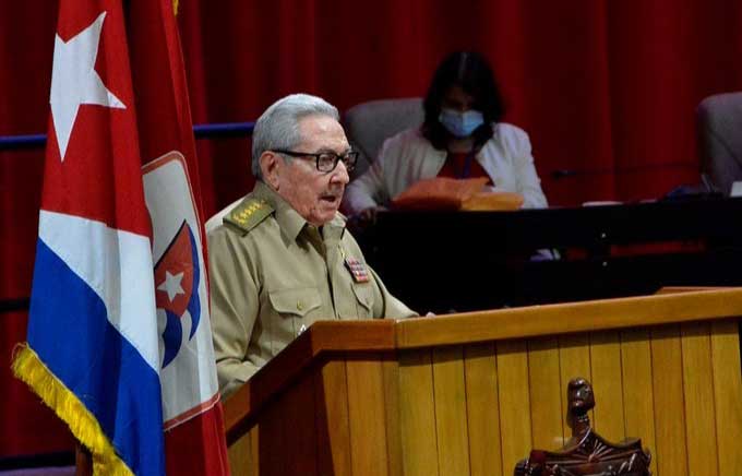 Army General Raul Castro delivers the main report to the 8th Congress of the Cuban Communist Party, this April 16, 2021.