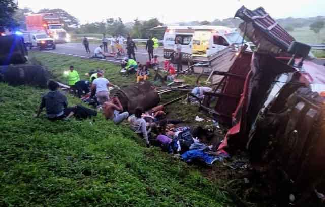 Traffic accident in Chiapas state that claimed the lives of Cuban migrants.