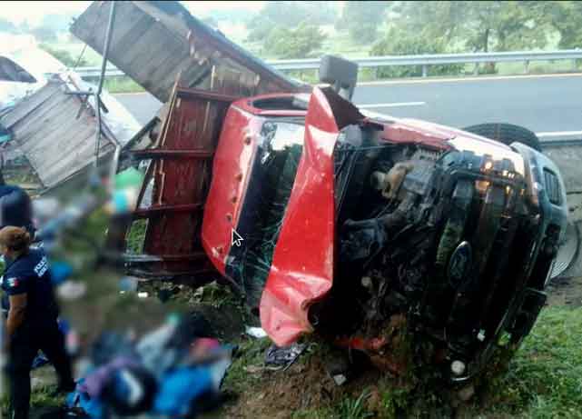 The truck carrying 27 Cuban nationals overturned on the Pijijiapan-Tonalá coastal highway.