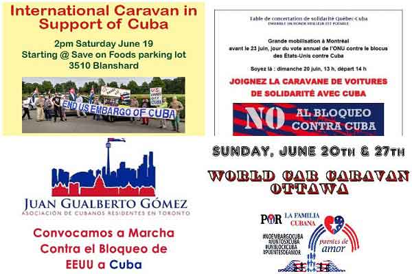 Caravans of automobiles next Sunday, June 20, to demand the end of the U.S. blockade 