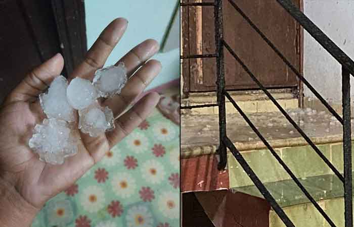 Unusual large hailstones falling in the Cuban capital