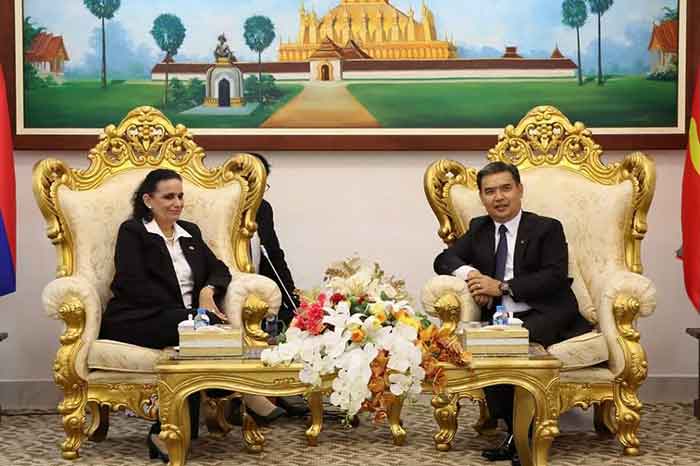 La fiscal general de la República de Cuba, Yamila Ojeda, fue recibida por el presidente de Laos.