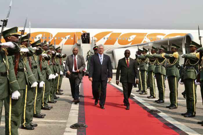 The Cuban President began his African tour in Angola