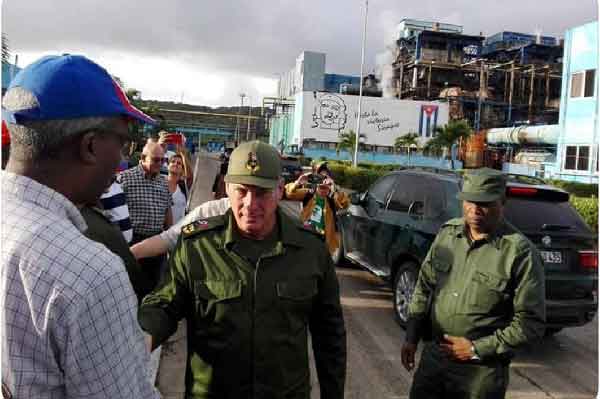 Cuban President Miguel Diaz-Canel is visiting Thursday the Ernesto Guevara thermoelectric plant