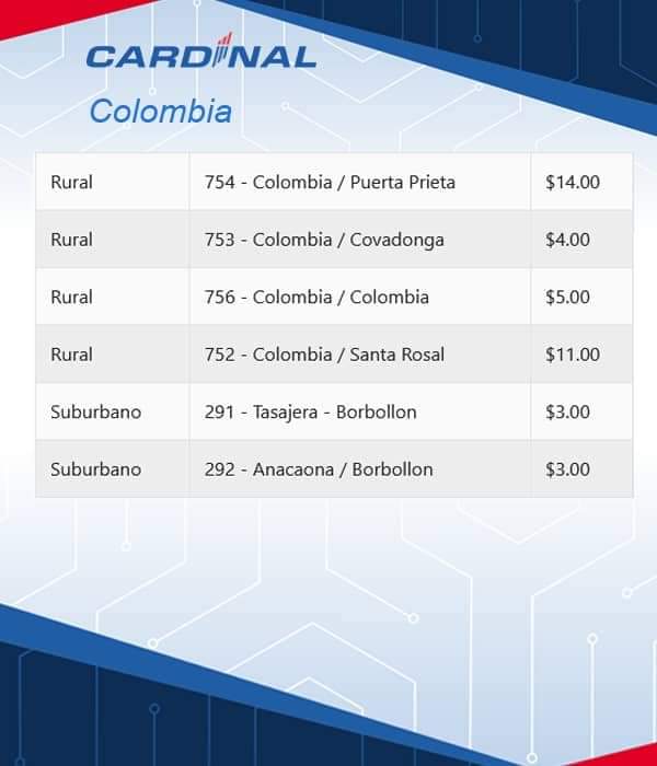 colombia precios transporte 2