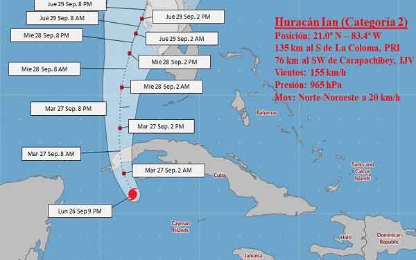 Ian entrará a Cuba por un punto entre Playa de Galafre y La Coloma