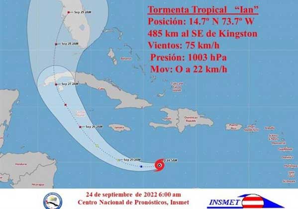 The tropical storm Ian is now more organized