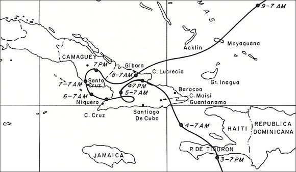 The unusual trajectory of Hurricane Flora over eastern Cuba from October 4 to 8