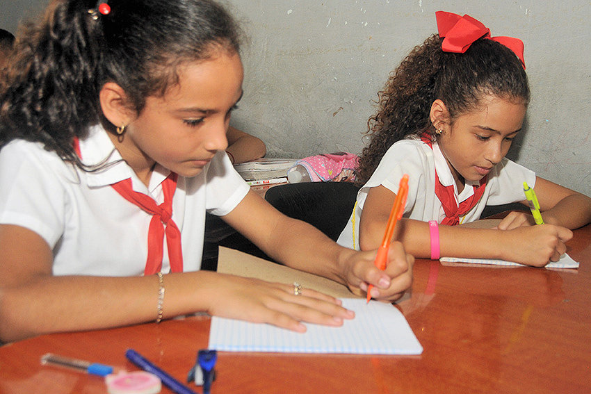 Students of the Julián Santana Santana semi-boarding school, in Las Tunas