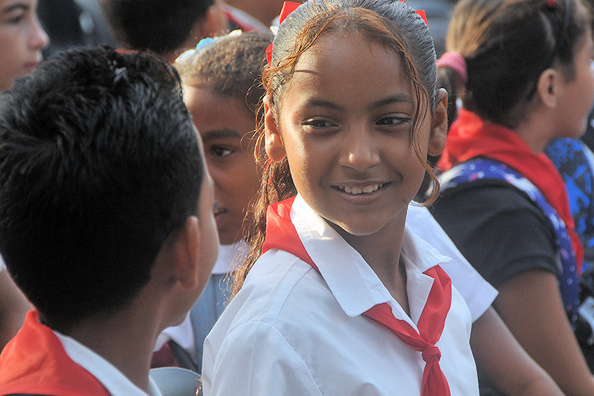 Students of the Julián Santana Santana semi-boarding school, in Las Tunas