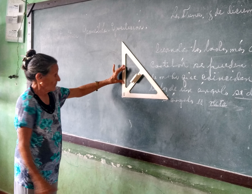 Teacher Sofía, at the Juan Ramón Ochoa Elementary School.
