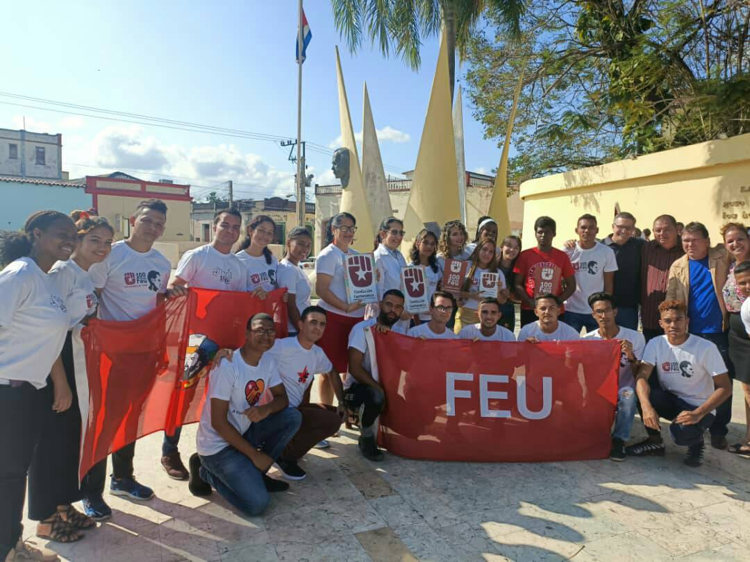 Delegation from Las Tunas to the 10th Congress of the FEU (before leaving), which concluded today in Havana.