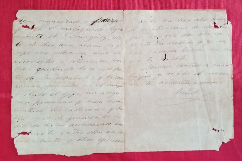Carta de Vicente García a su esposa