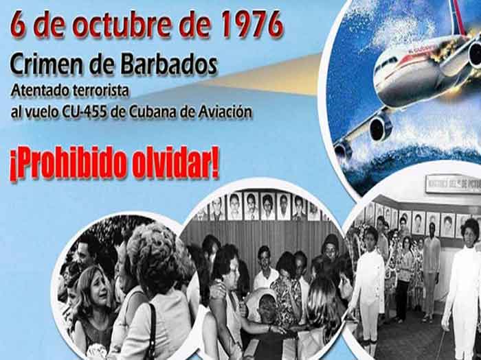 October 6, 1976, Crime of Barbados. Terrorist attack on Cubana de Aviación flight CU-455. Forbidden to forget!