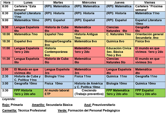 horarios teleclases