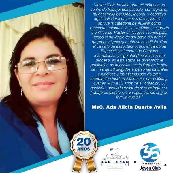 Ada Alicia Duarte Ávila, especialista general en Ciencias Informáticas 