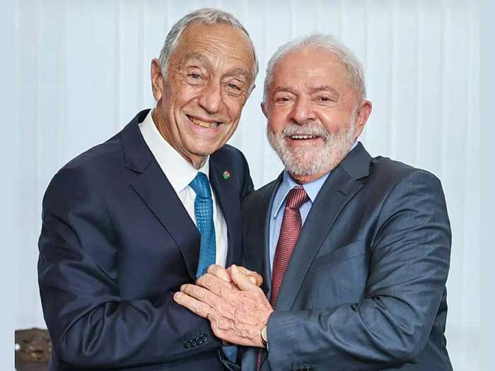Lula along his Portuguese counterpart Marcelo Rebelo de Sousa