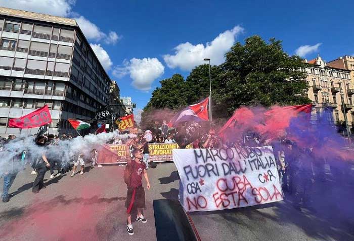 Demonstrations have spread across Italy following the arrival of U.S. Secretary of State Marco Rubio.