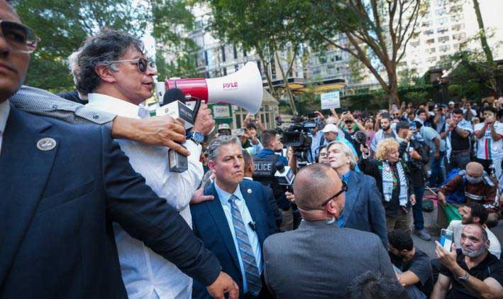 Colombian President Gustavo Petro in Petro took part in a large-scale protest against Israel in NY.