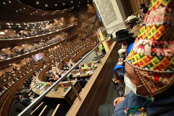 Bolivian President, Luis Arce, offered a message to the nation in solemn session of the Plurinational Legislative Assembly. Photo: @LuchoXBolivia
