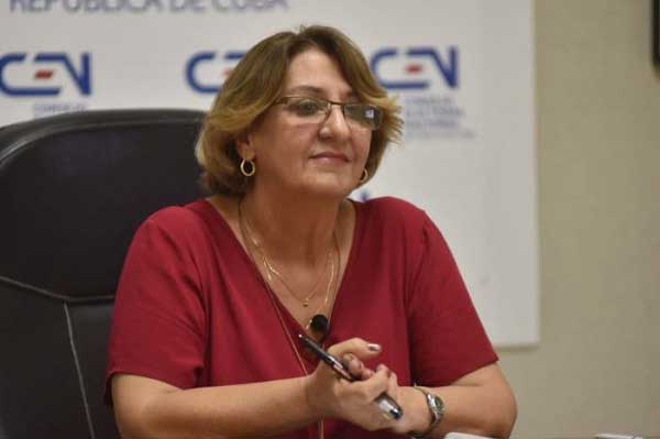 Alina Balseiro, President of the National Electoral Council, speaks to the press September 25, 2022.