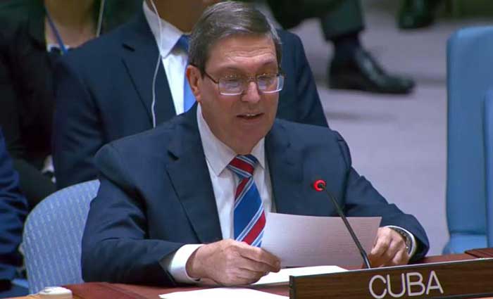 Foreign Minister Bruno Rodríguez Parrilla at the UN Security Council.