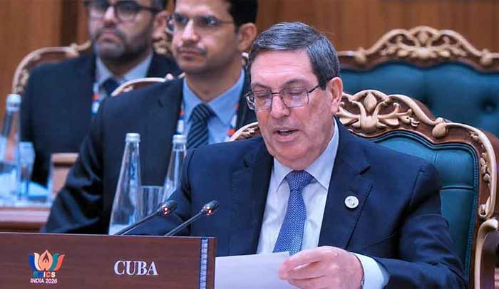 Foreign Minister Bruno Rodríguez at the BRICS ministerial meeting.