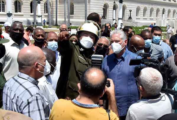 resident Miguel Diaz-Canel on Saturday praised the work of rescue forces at the Saratoga Hotel