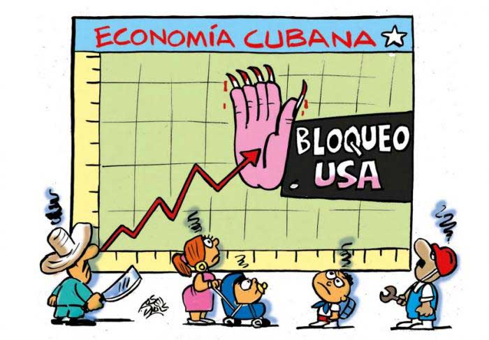 La economía cubana frenada por el Bloqueo impuesto por Estados Unidos.