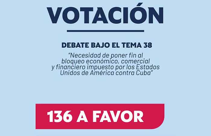 The Cuban proposal received the support of 136 member states