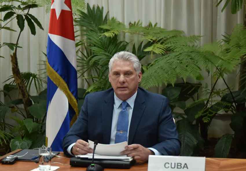 Miguel Díaz-Canel Bermúdez, president of the Republic of Cuba at the Online Summit of the Non-Aligned Movement in response to COVID-19.