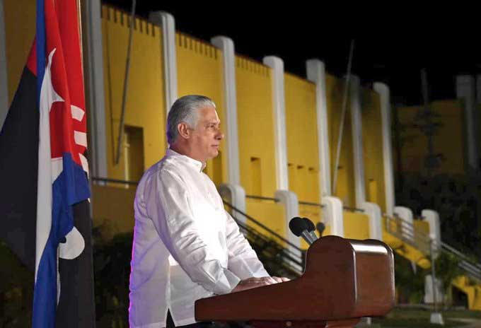 Díaz-Canel en las conclusiones del Acto Central por el aniversario 70 del asalto al Cuartel Moncada.