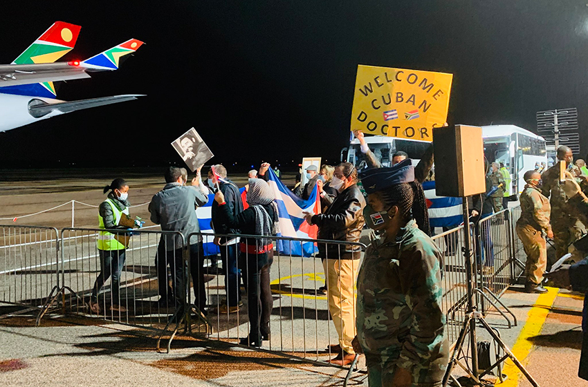 recibimiento a la brigada cubana en Sudafrica