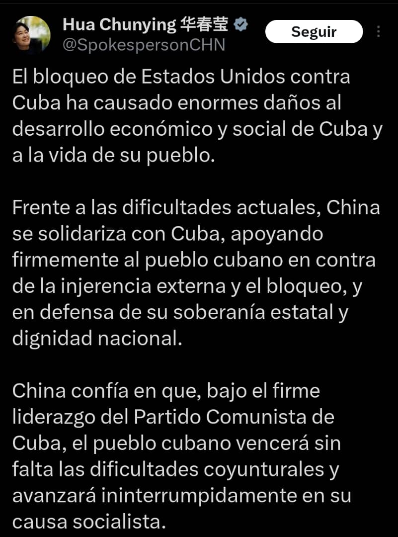 China solidaria Cuba apagón 2024