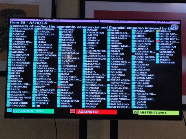 UNGA approved Cban resolution against blockade.