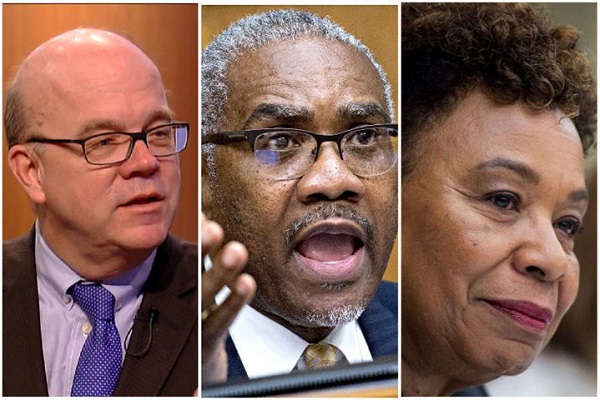 Congresistas estadounidenses Jim McGovern, Gregory Meeks y Barbara Lee