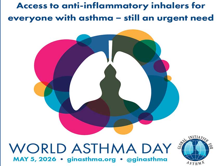 The Global Initiative for Asthma (GINA) theme for World Asthma Day 2026 is: “Access to anti-inflammatory inhalers for everyone with asthma – still an urgent need”.