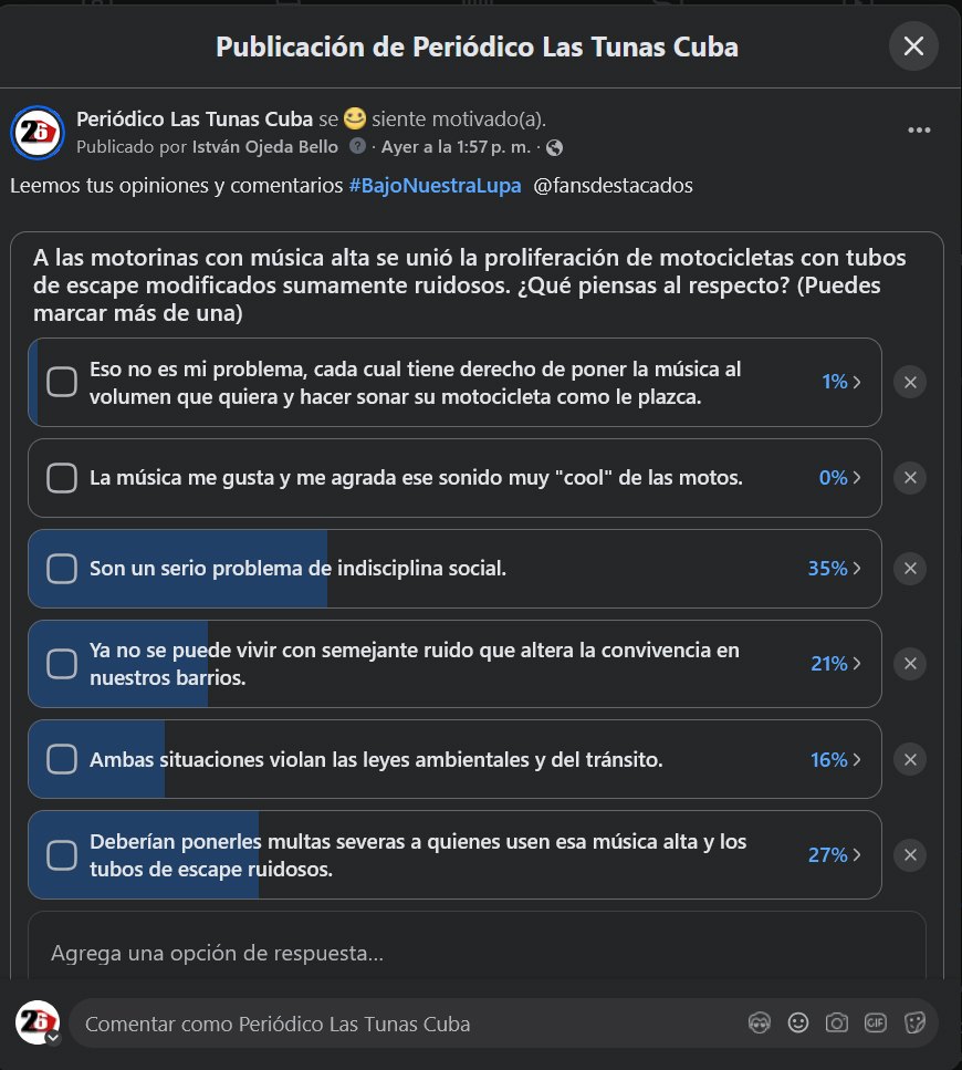 facebook encuesta ruido