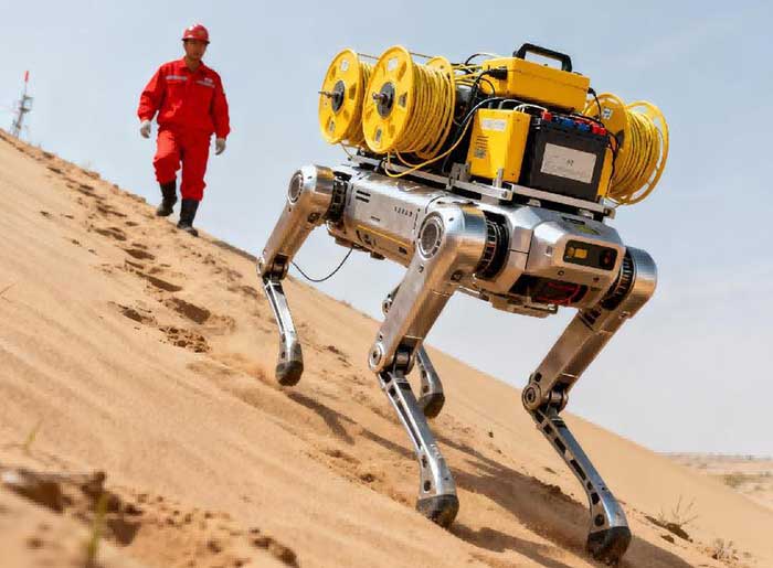 A robotic dog of BGP Inc., a subsidiary of China National Petroleum Corporation (CNPC).